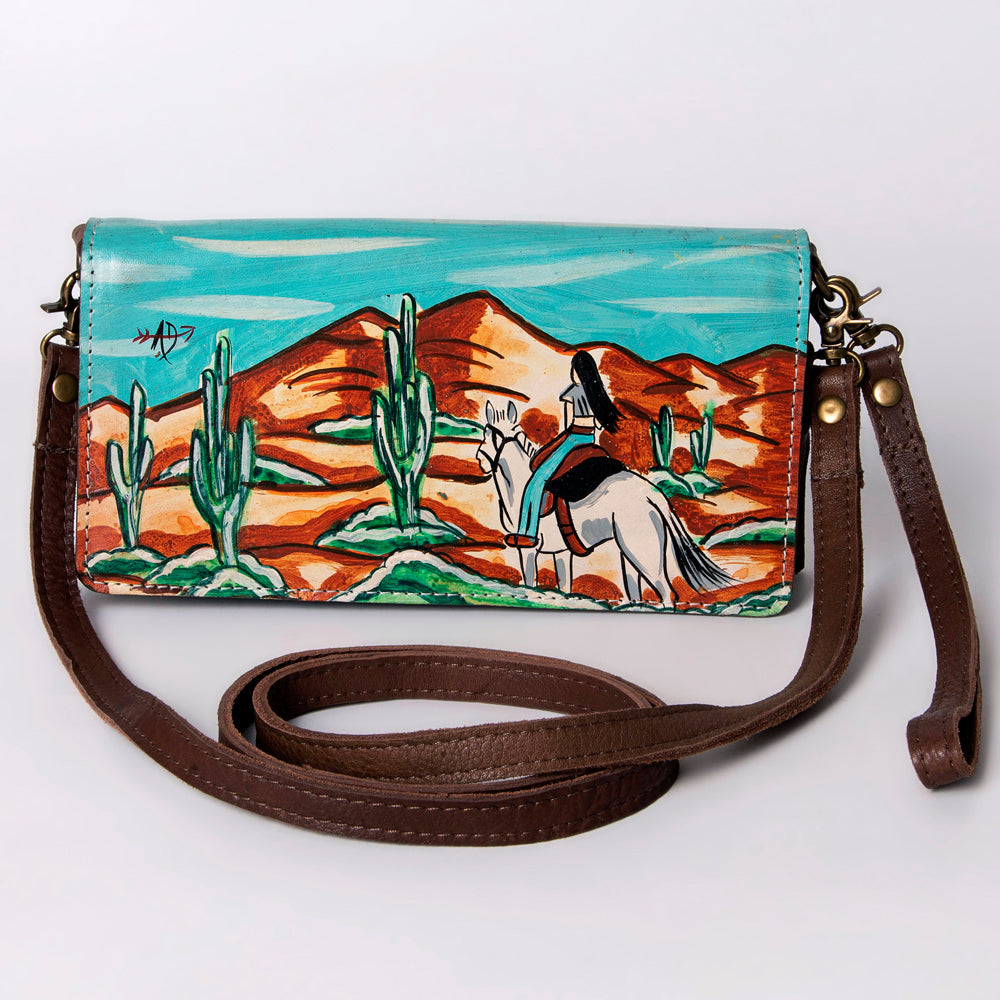 ADBGM169 Hand-Painted Leather Crossbody Purse - Multiple Western Scene