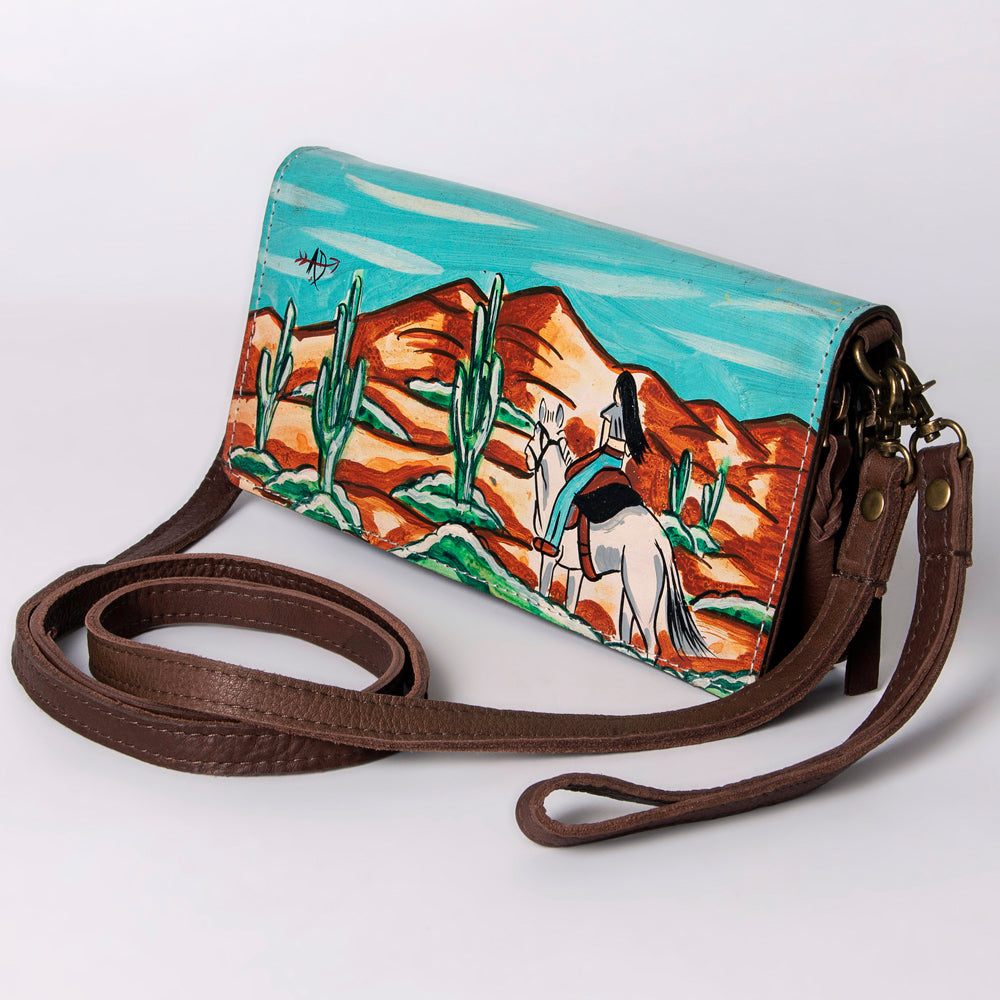 ADBGM169 Hand-Painted Leather Crossbody Purse - Multiple Western Scene