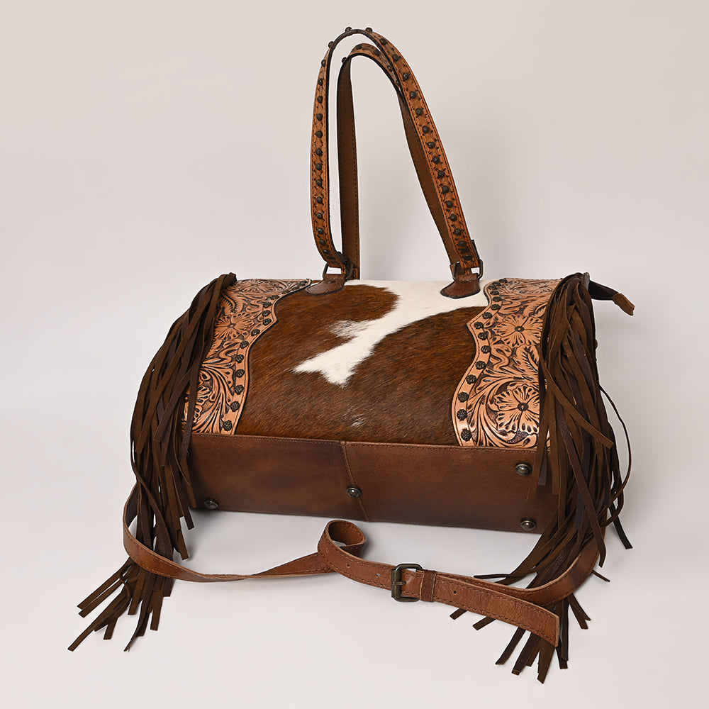 ADBGI189 Tote Hair On Hand Tooled Genuine Western Leather Women Bag