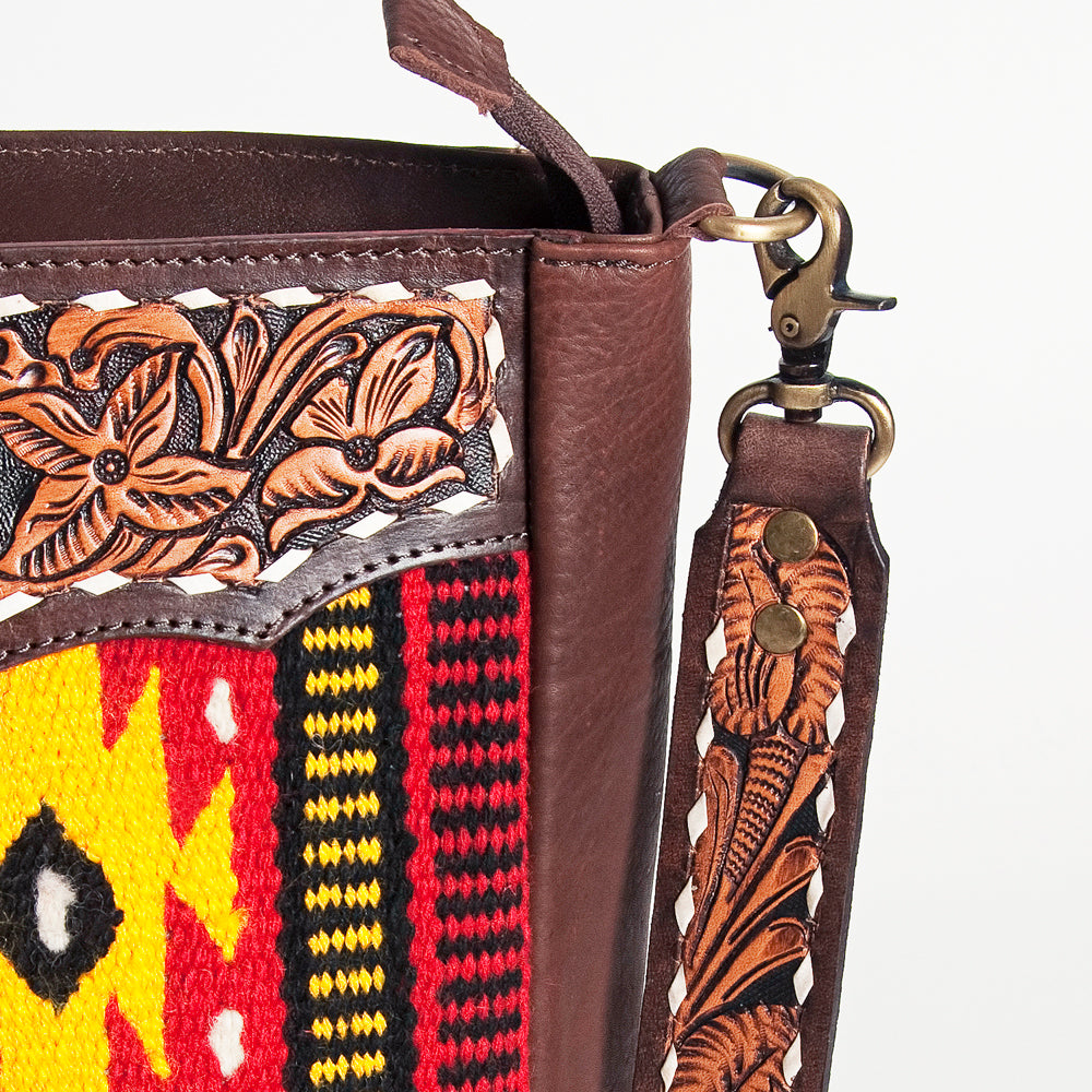 LC-ADBGA201 Multi-Color Saddle Blanket Messenger Bag with Hand-Tooled Leather Flap