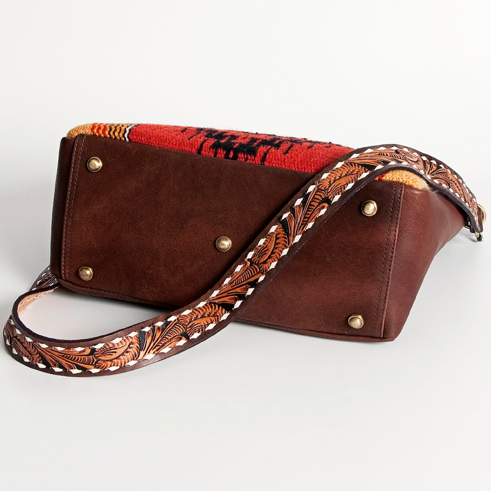 LC-ADBGA201 Multi-Color Saddle Blanket Messenger Bag with Hand-Tooled Leather Flap