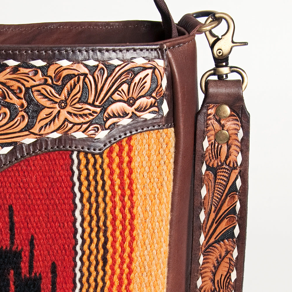 LC-ADBGA201 Multi-Color Saddle Blanket Messenger Bag with Hand-Tooled Leather Flap