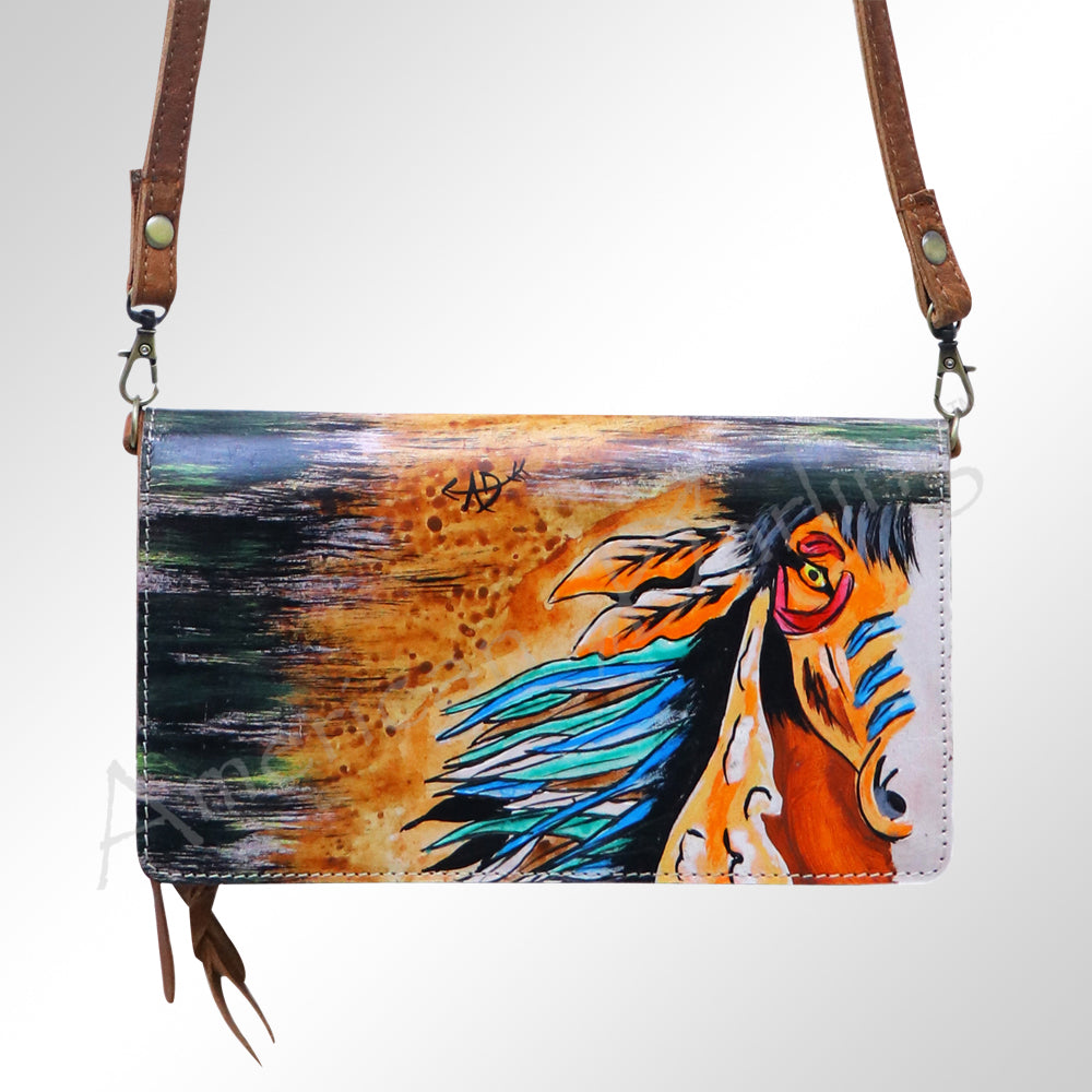 ADBGM169 Hand-Painted Leather Crossbody Purse - Multiple Western Scene