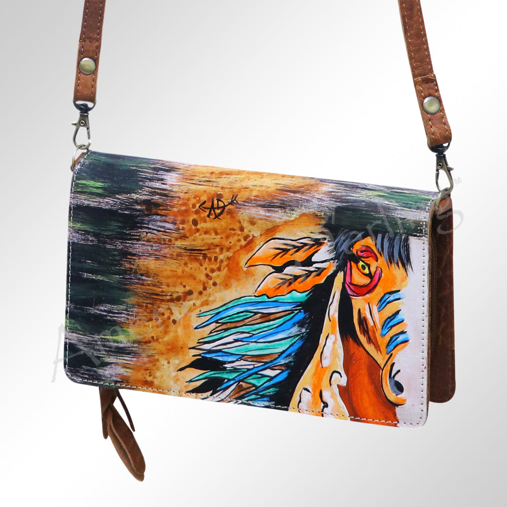 ADBGM169 Hand-Painted Leather Crossbody Purse - Multiple Western Scene