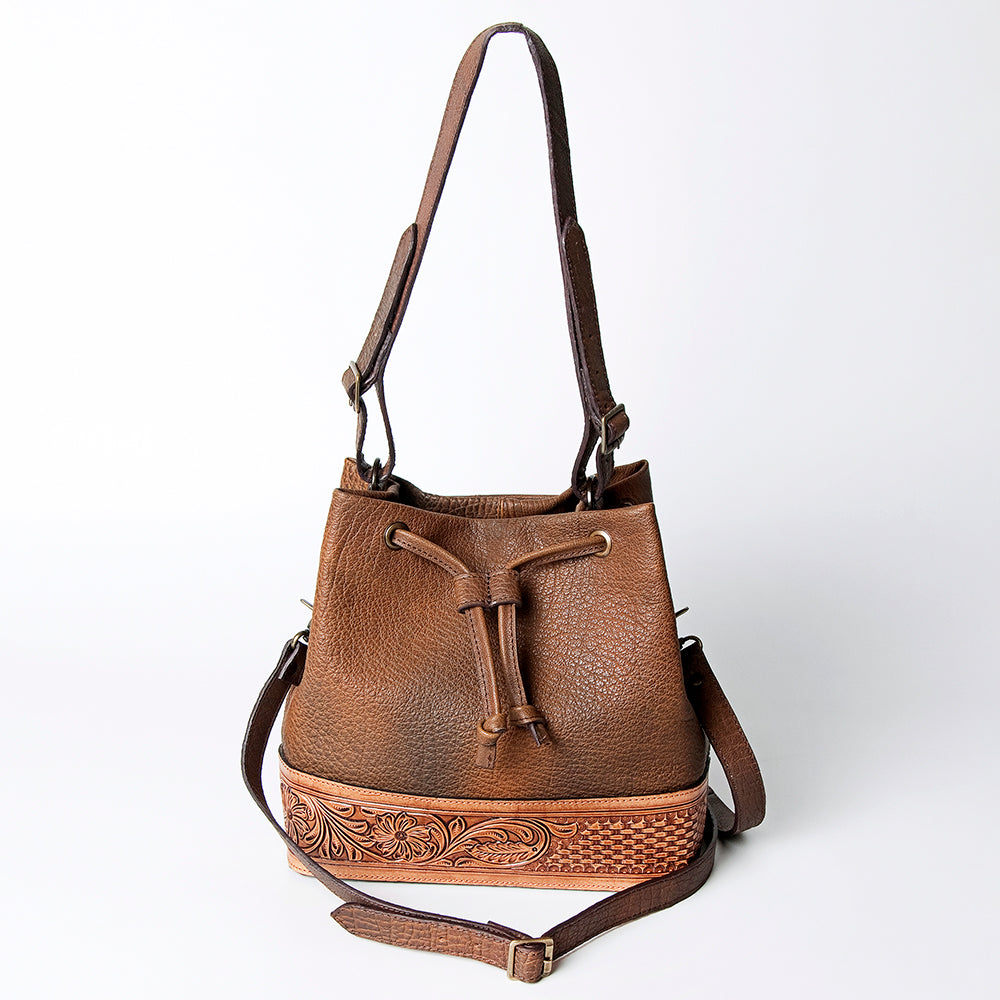 ADBGZ454 Bucket Hand Tooled Genuine Western Leather Women Bag