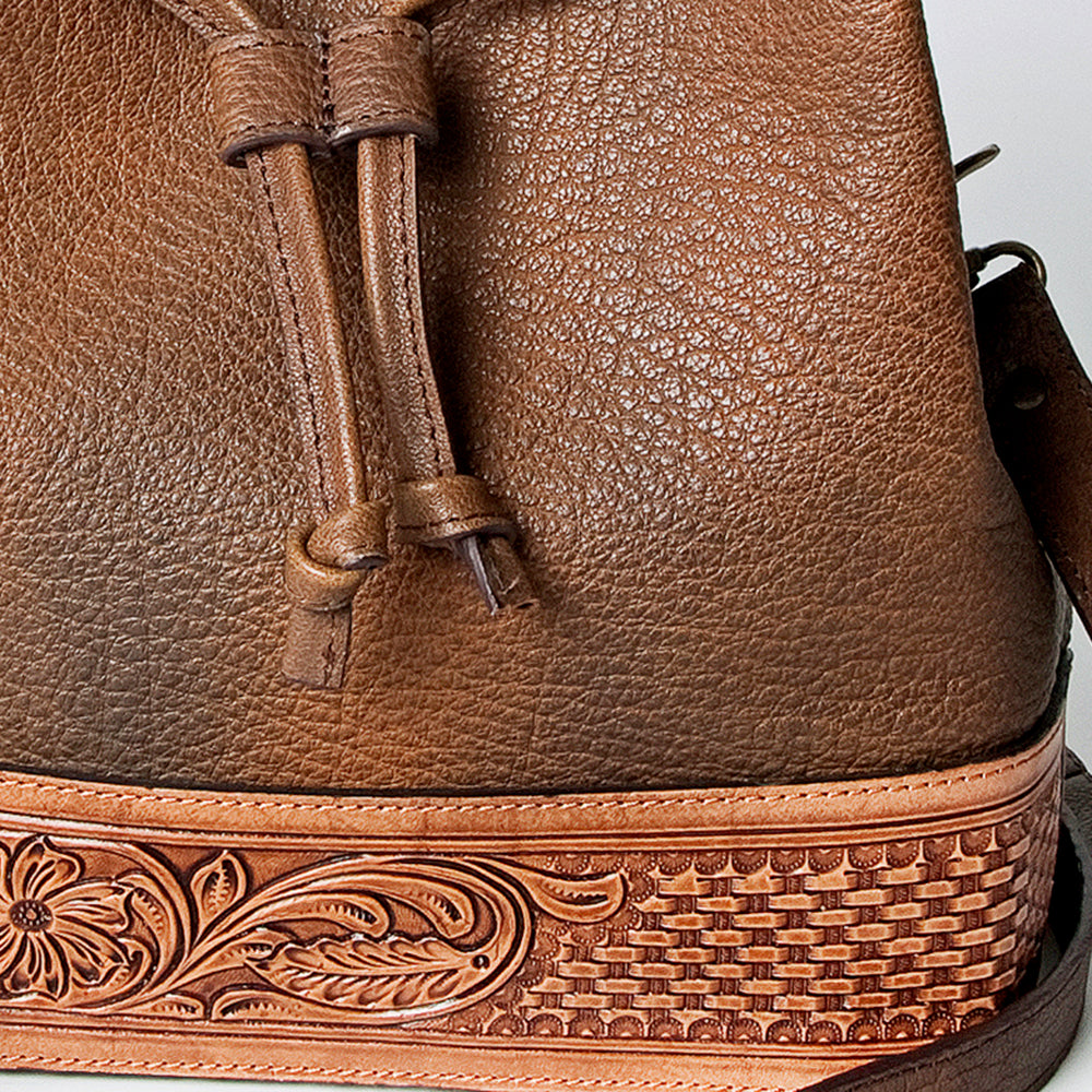 ADBGZ454 Bucket Hand Tooled Genuine Western Leather Women Bag