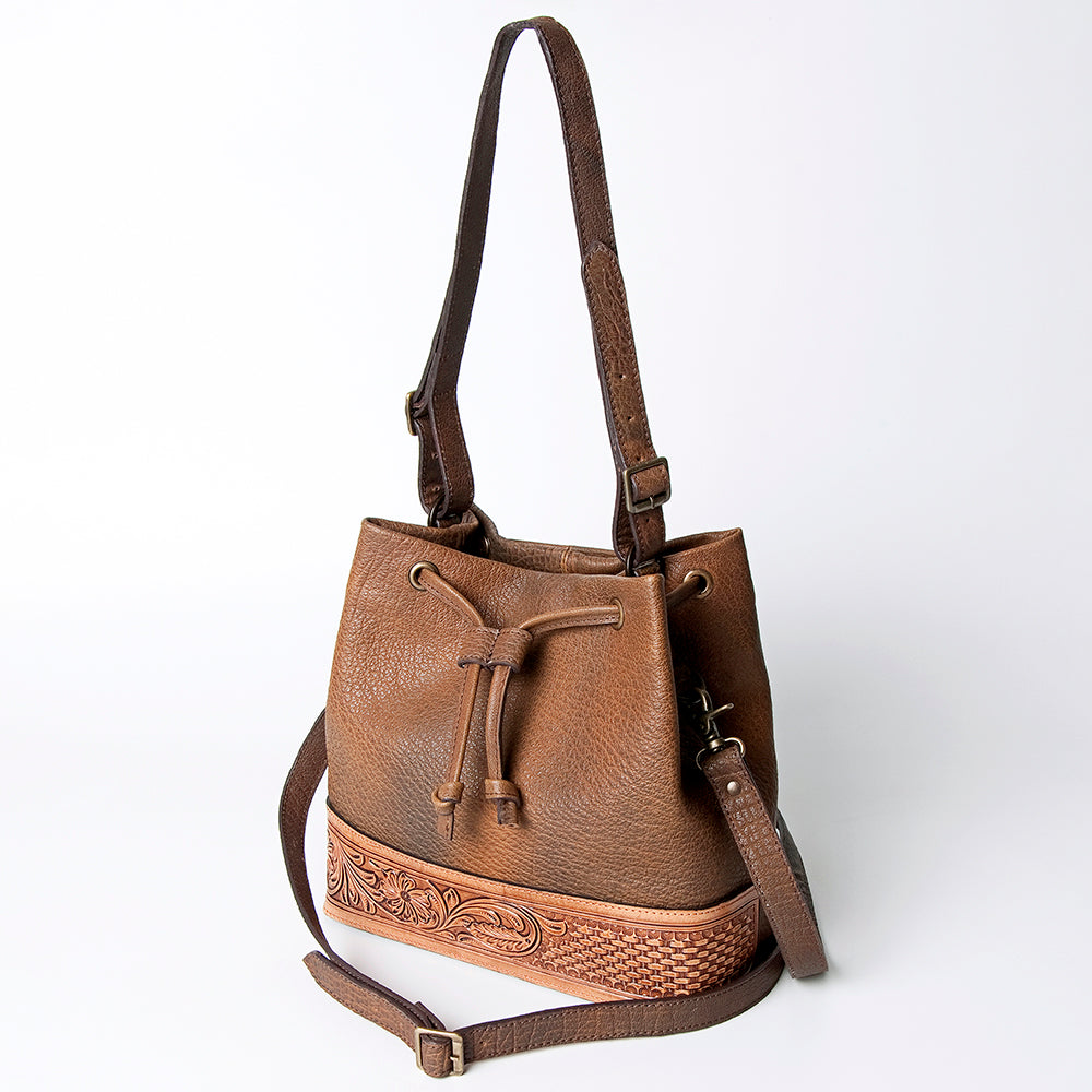 ADBGZ454 Bucket Hand Tooled Genuine Western Leather Women Bag