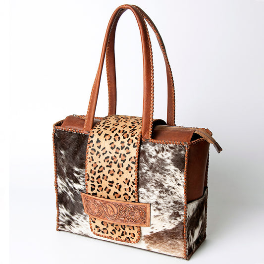 LC-ADBGZ463 Leopard Print & Cowhide Western Tote Bag - American Darling