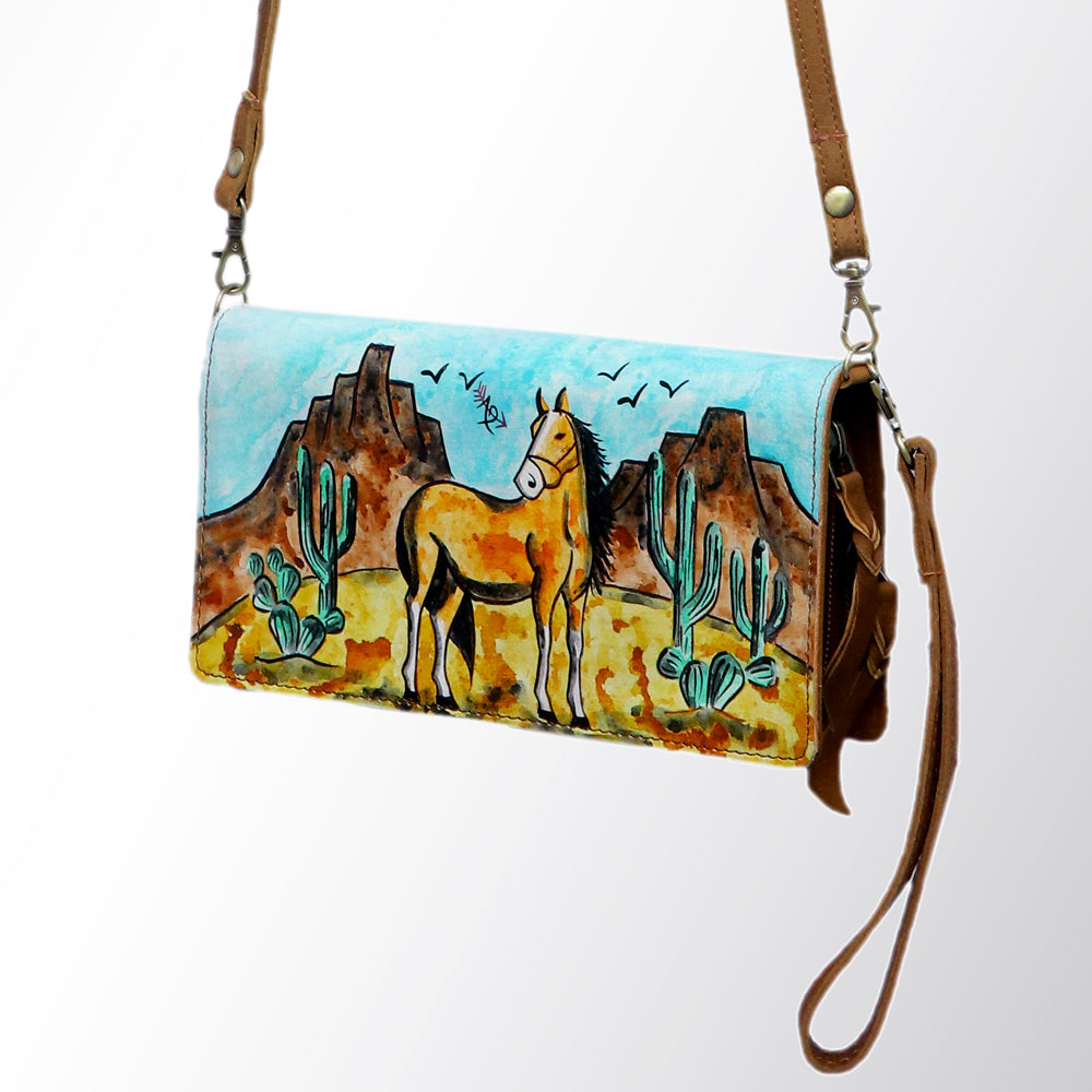 ADBGM169 Hand-Painted Leather Crossbody Purse - Multiple Western Scene