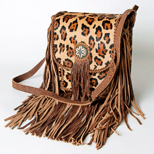 ADBG753 American Darling Western Leather Cross body Bag - Hair-On Cowhide & Fringe Purse