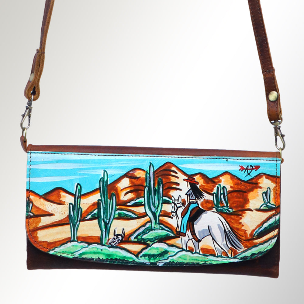 ADBGM112 Hand-Painted Leather Crossbody Clutch -by American Darling
