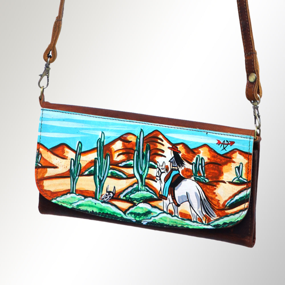 ADBGM112 Hand-Painted Leather Crossbody Clutch -by American Darling