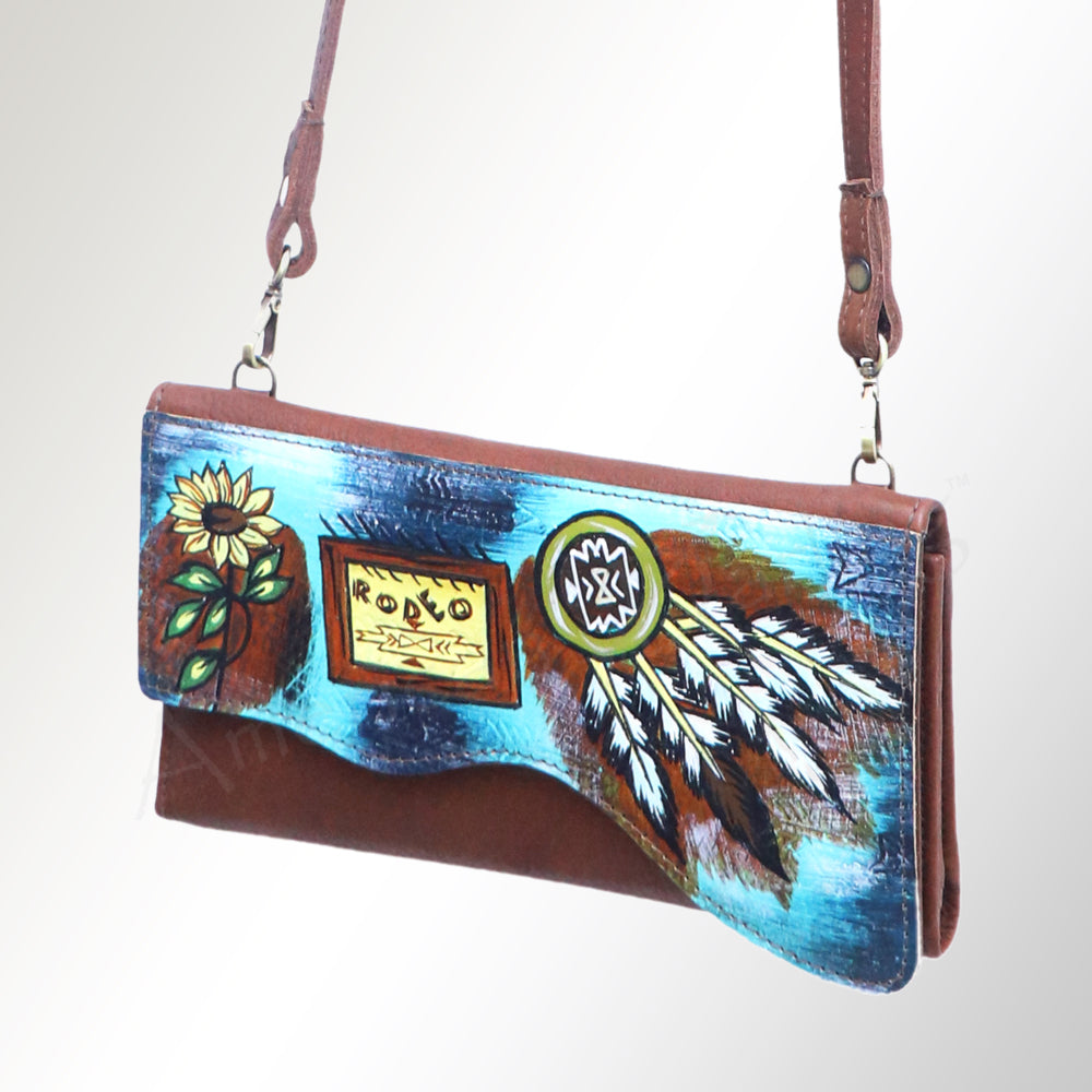 ADBGM179 Handcrafted Western Tooled Leather Crossbody with Artistic Rodeo Design