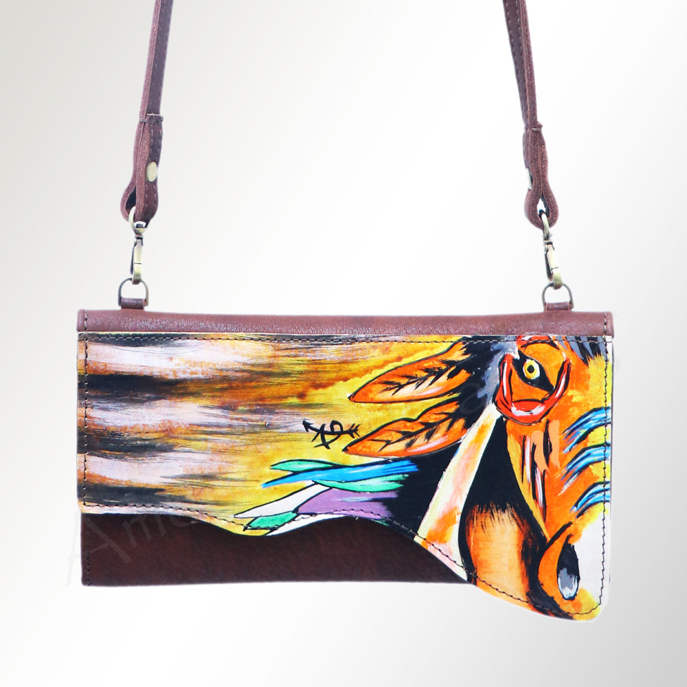 ADBGM179 Handcrafted Western Tooled Leather Crossbody with Artistic Rodeo Design