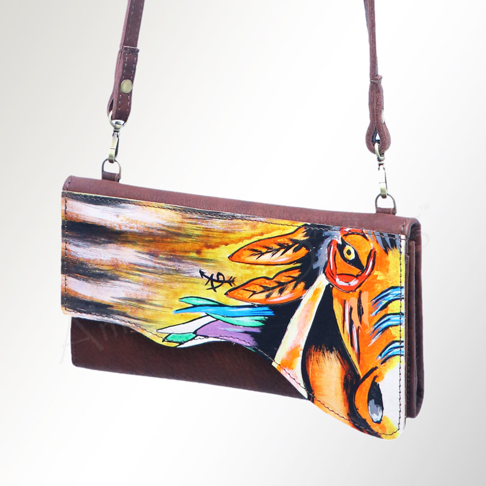 ADBGM179 Handcrafted Western Tooled Leather Crossbody with Artistic Rodeo Design