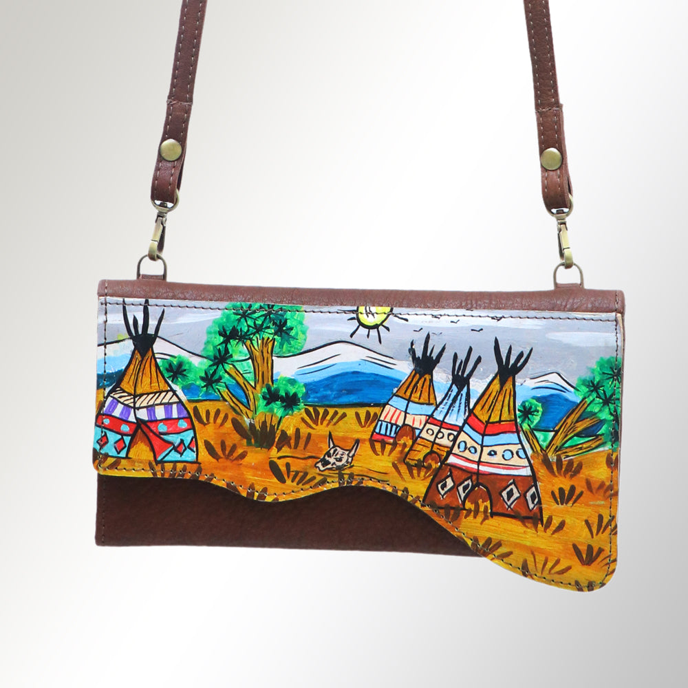 ADBGM179 Handcrafted Western Tooled Leather Crossbody with Artistic Rodeo Design