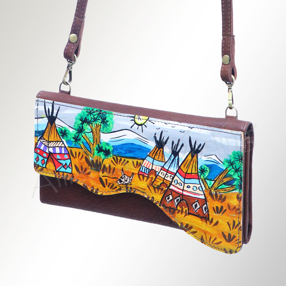 ADBGM179 Handcrafted Western Tooled Leather Crossbody with Artistic Rodeo Design