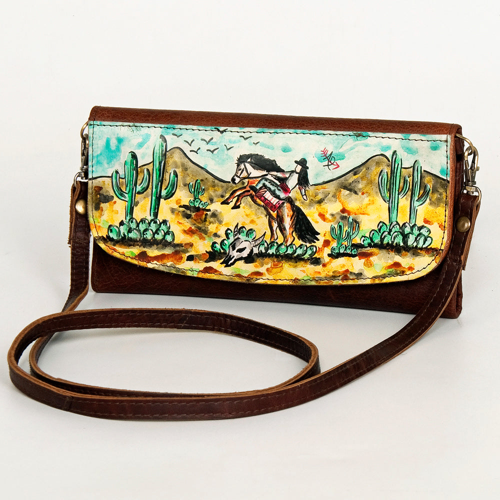 ADBGM112 Hand-Painted Leather Crossbody Clutch - Western Design by American Darling