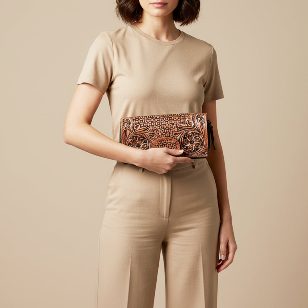 LC-ADBGZ471 Wallet Genuine Western Leather Women Bag