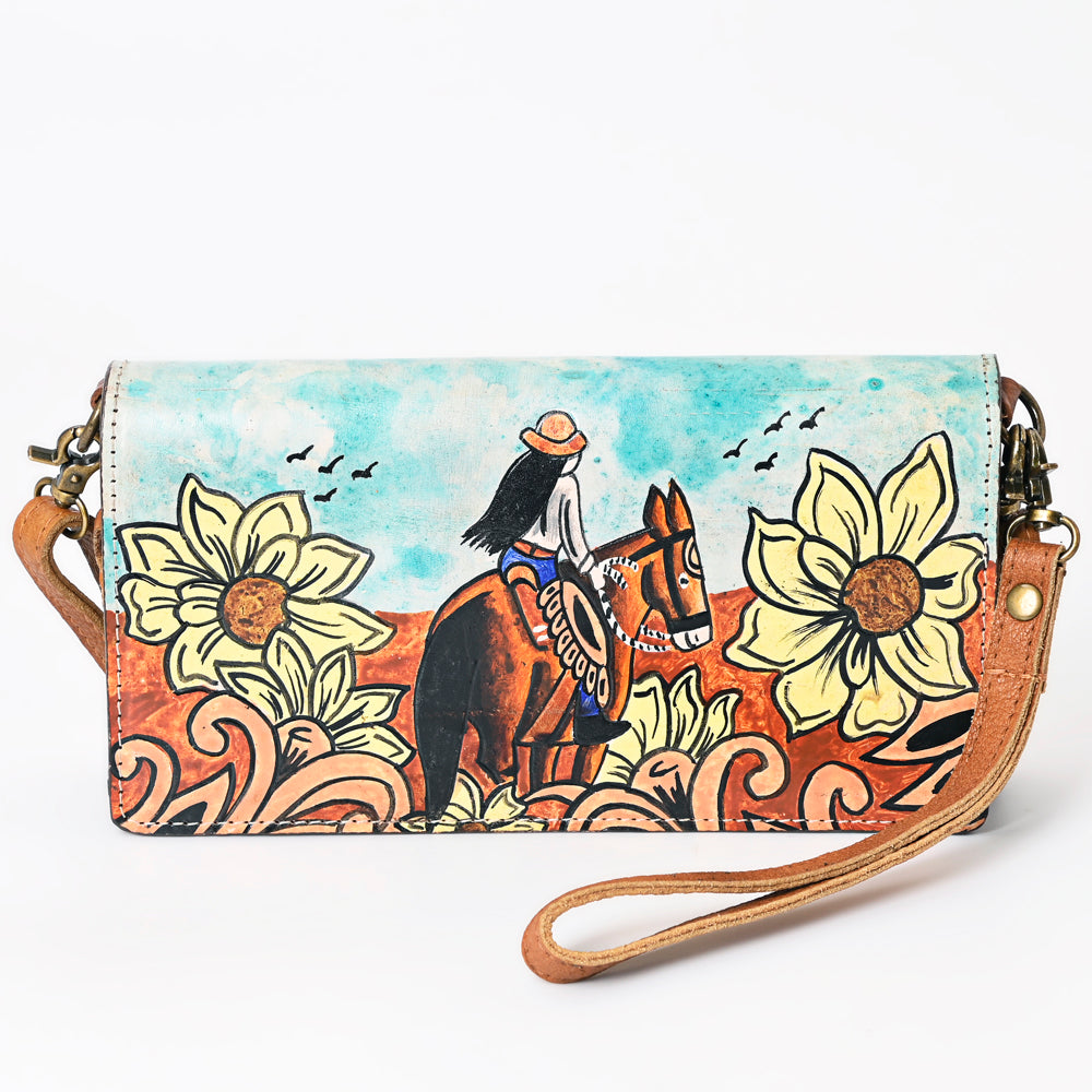ADBGM169 Hand-Painted Leather Crossbody Purse - Multiple Western Scene