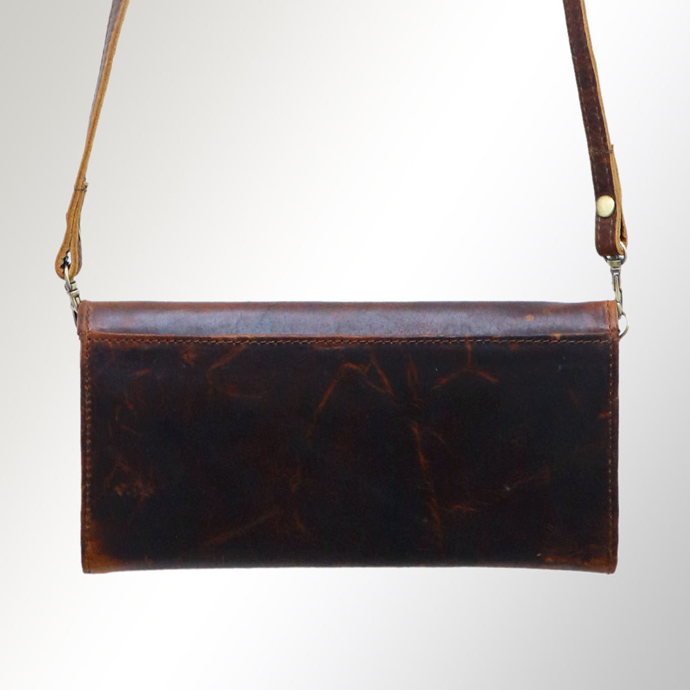 ADBGM112 Hand-Painted Leather Crossbody Clutch - Western Design