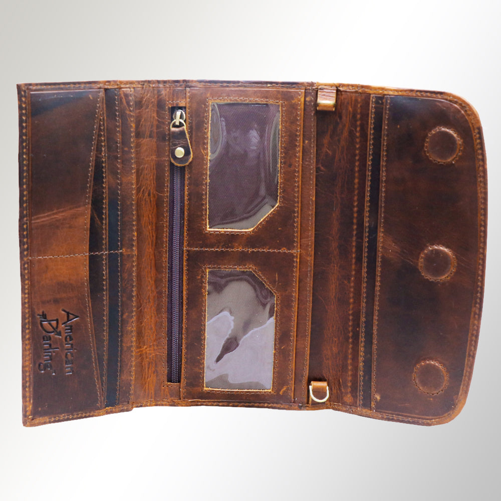 ADBGM112 Hand-Painted Leather Crossbody Clutch - Western Design