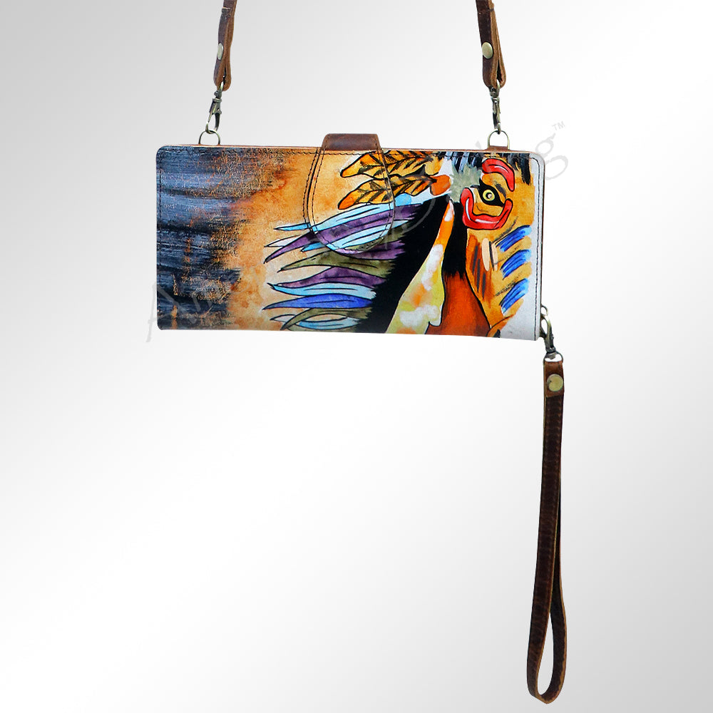 ADBGM113 Hand-Painted Leather Rodeo Wallet Crossbody-Western Design