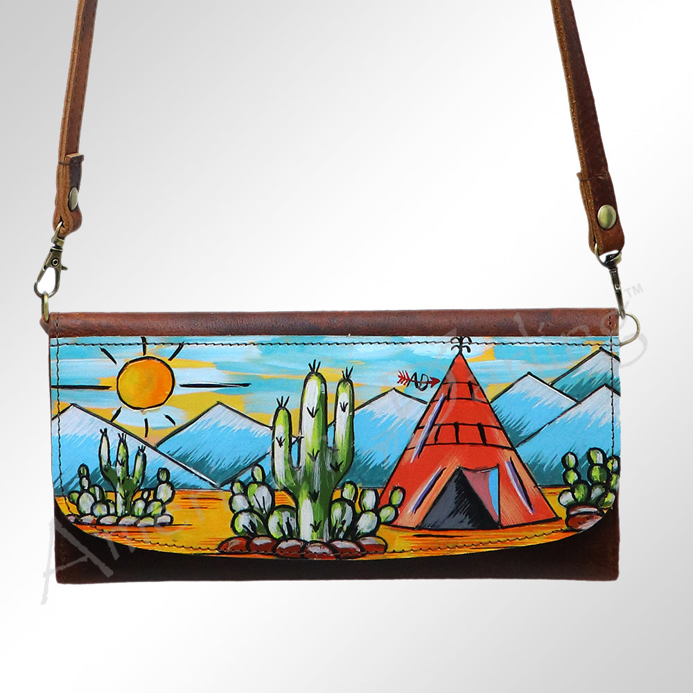 ADBGM112 Hand-Painted Leather Crossbody Clutch - Western Design by American Darling