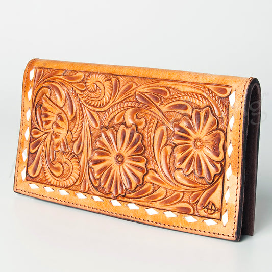 LC-ADBGZ291A Floral Hand-Tooled Leather Women Wallet - Western Rodeo Style