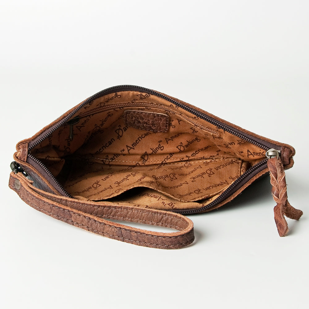 ADBG768 Croc-Embossed Genuine Leather Western Wristlet American Darling