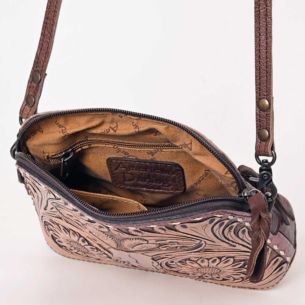 ADBG769 Western Tooled Leather Crossbody with Longhorn Design American Darling