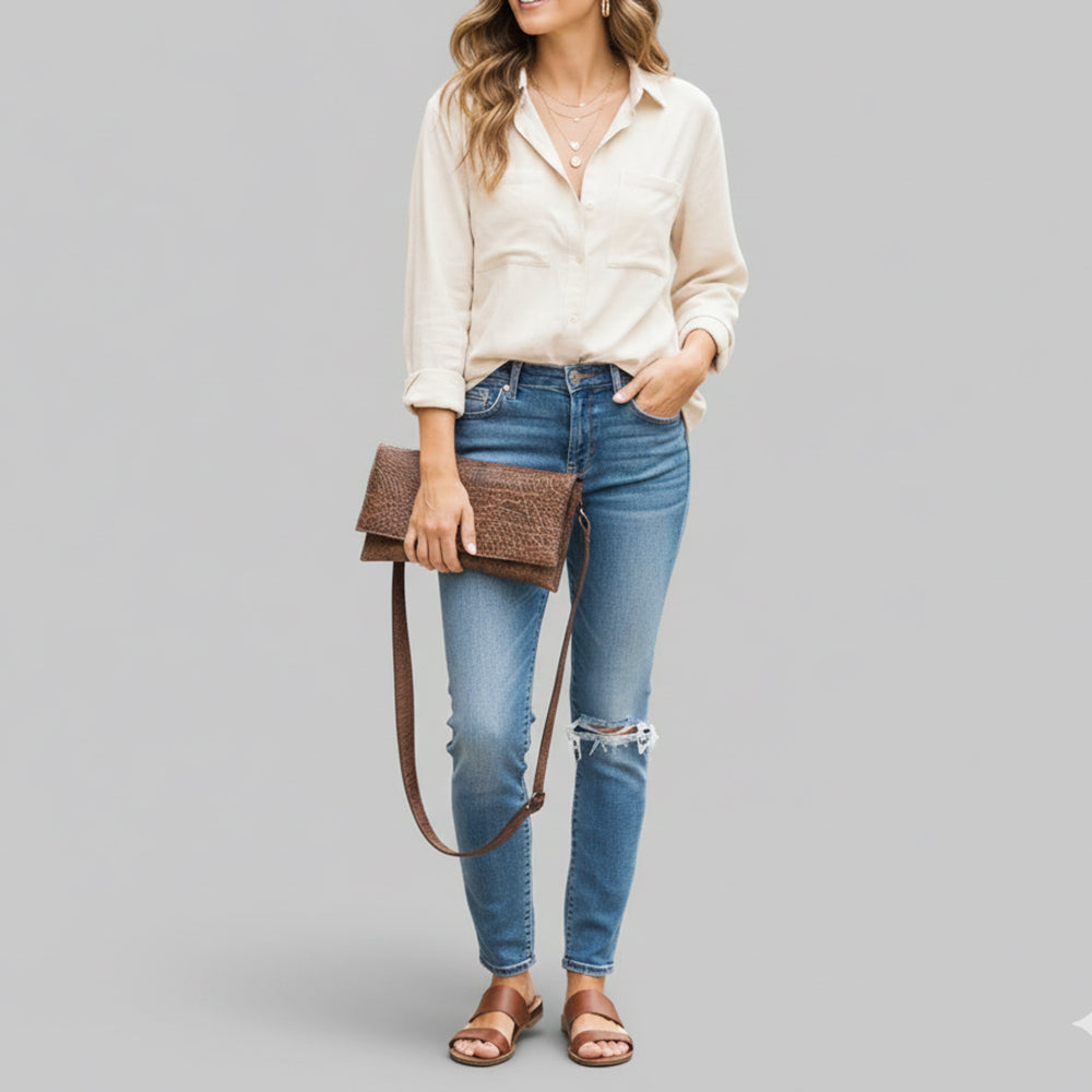 LC-ADBGZ442B Wristlet Genuine Western Leather Women Bag