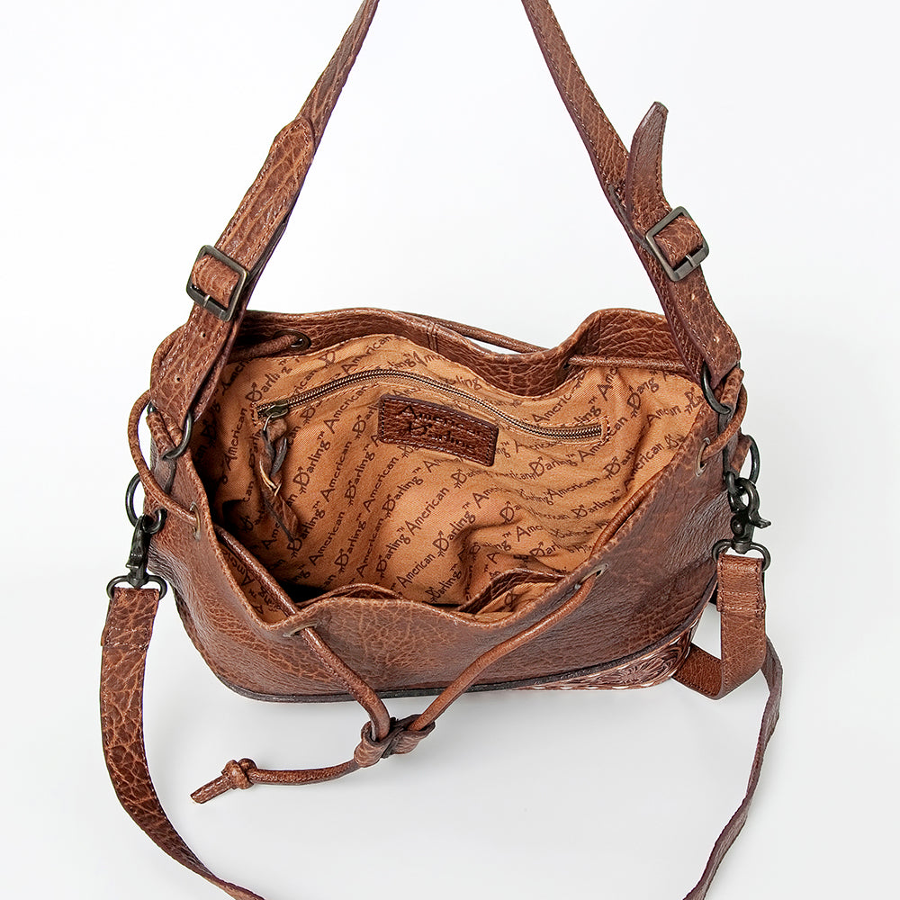 LC-ADBGZ454A Bucket Hand Tooled Genuine Western Leather Women Bag