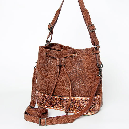 LC-ADBGZ454A Bucket Hand Tooled Genuine Western Leather Women Bag