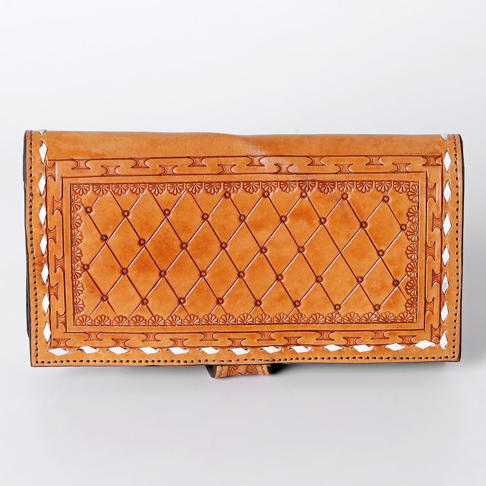 LC-ADBGZ402C Hand-Tooled Leather Women Wallet - Turquoise Floral Western Clutch