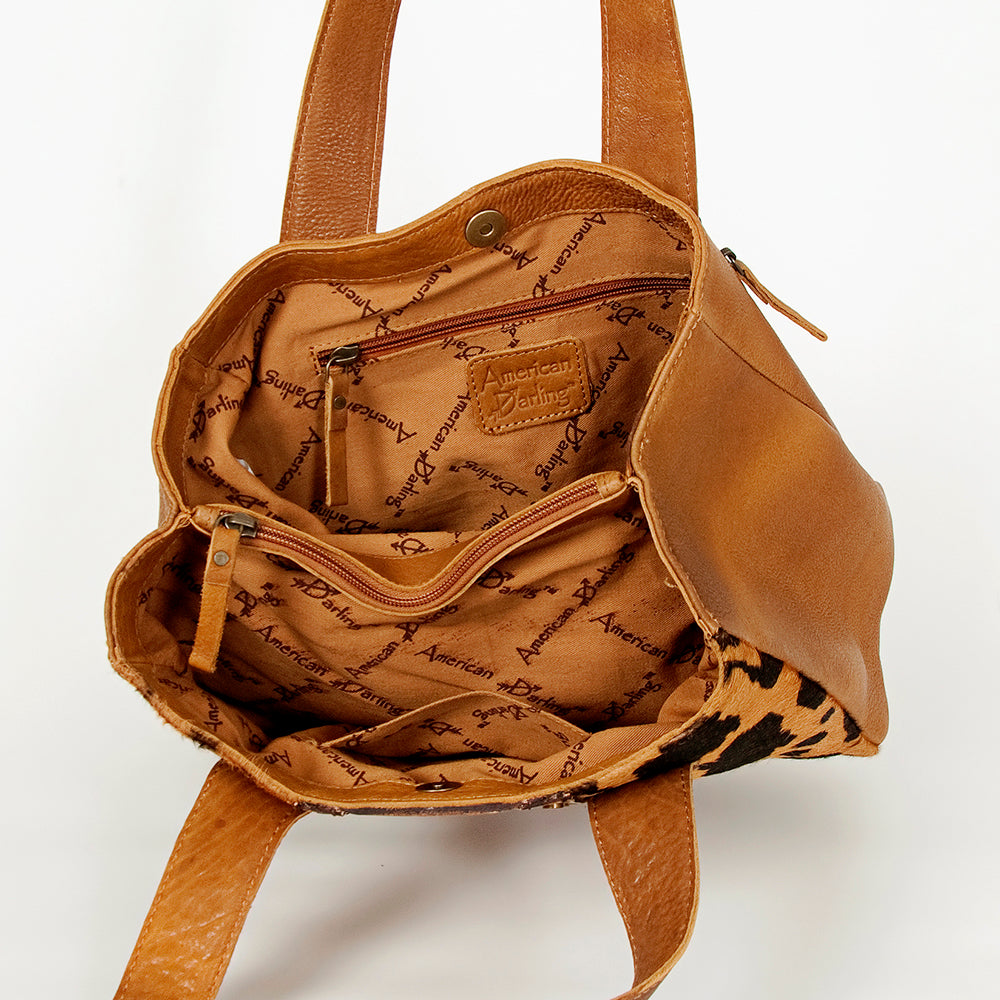LC-ADBGA210 Western Tooled Leather Tote Bag with Hair-On Hide