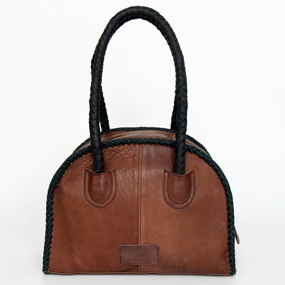 ADBGD152 American Darling Western Leather Tote Bag - Handcrafted Fringed Braided Leather Purse