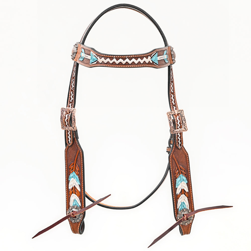 BEHSE128ME-Western Leather Headstall