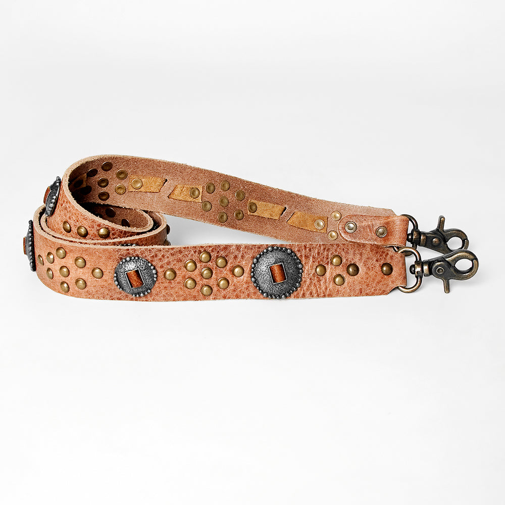 LC-ADBT132 Leather Bag Strap with Studs and Western Conchos
