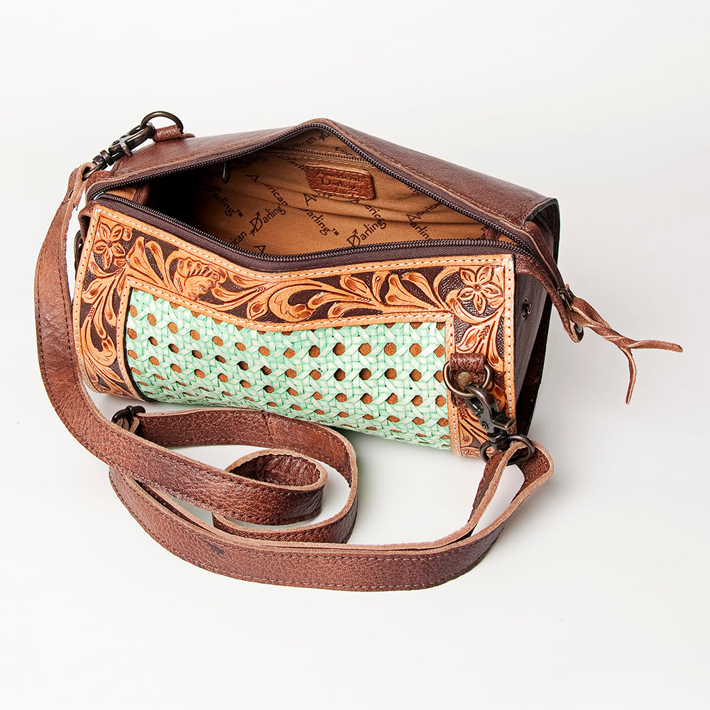 ADBG777 American Darling Hand Tooled Western Leather Duffel Bag - Floral Carved Travel Bag