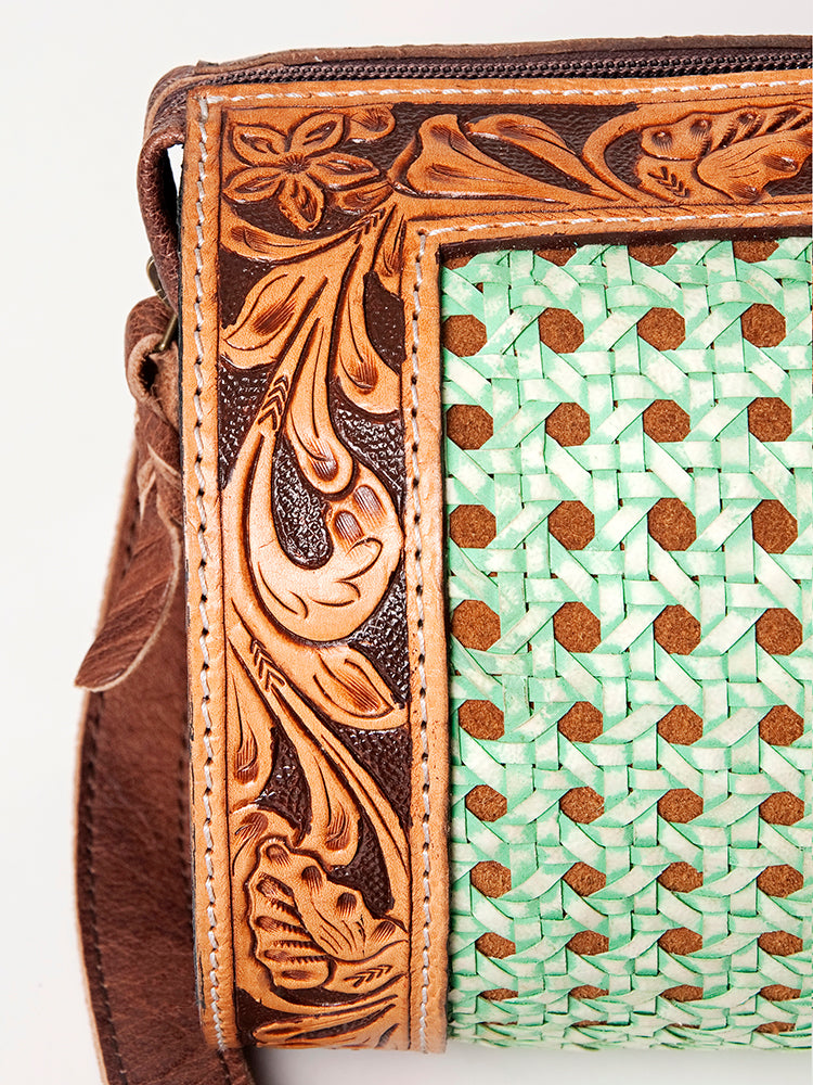 ADBG777 American Darling Hand Tooled Western Leather Duffel Bag - Floral Carved Travel Bag