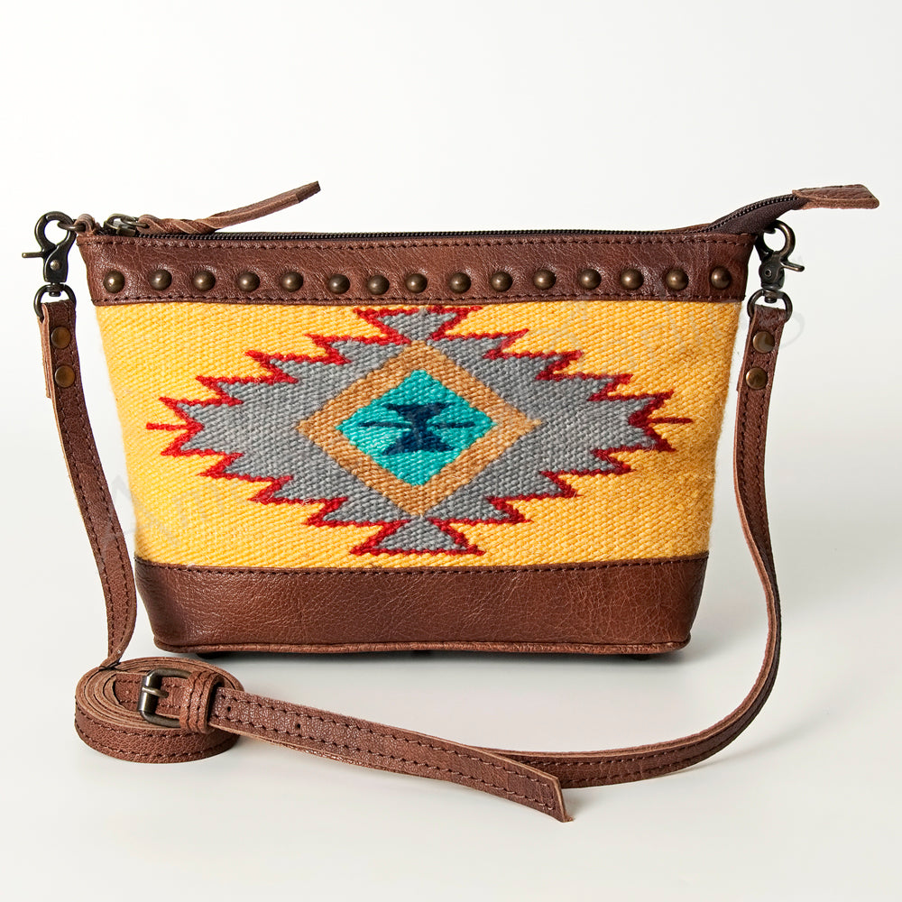 LC-ADBG783 Southwestern Crossbody Bag with Tooled Leather & Rivet Accents American Darling