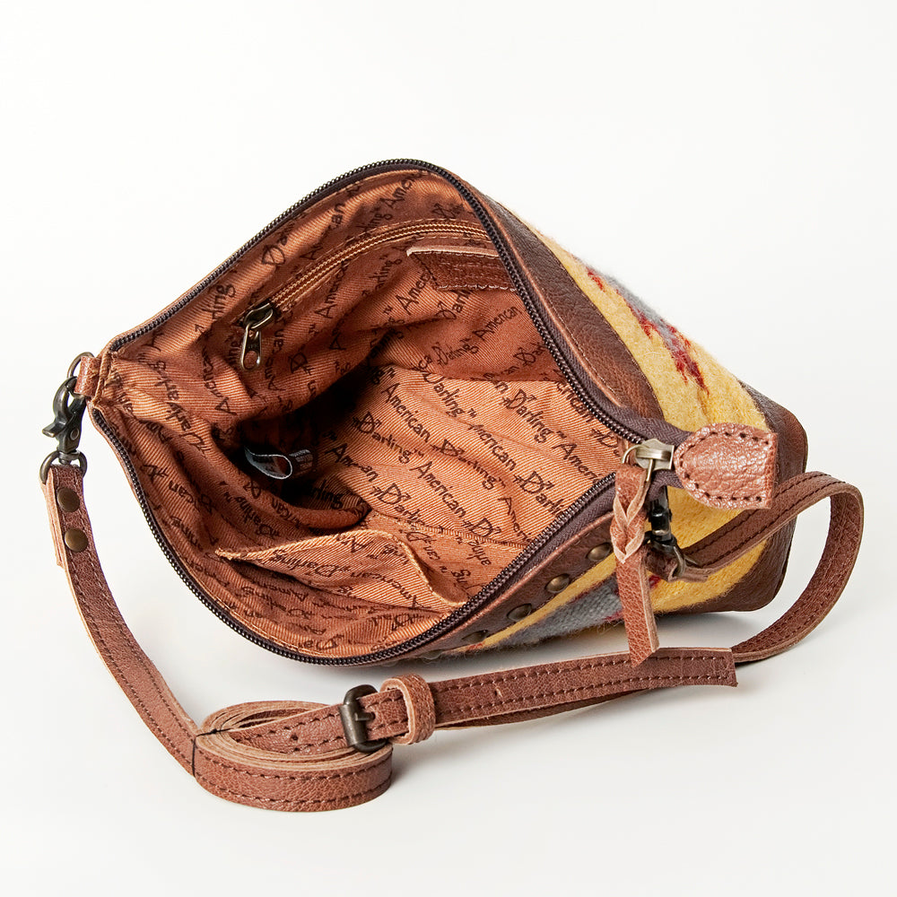 LC-ADBG783 Southwestern Crossbody Bag with Tooled Leather & Rivet Accents American Darling