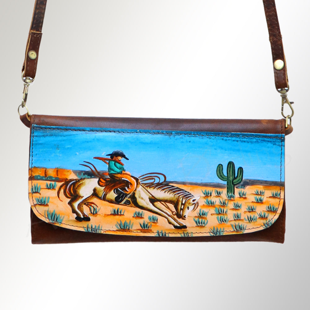 ADBGM112 Hand-Painted Leather Crossbody Clutch -by American Darling