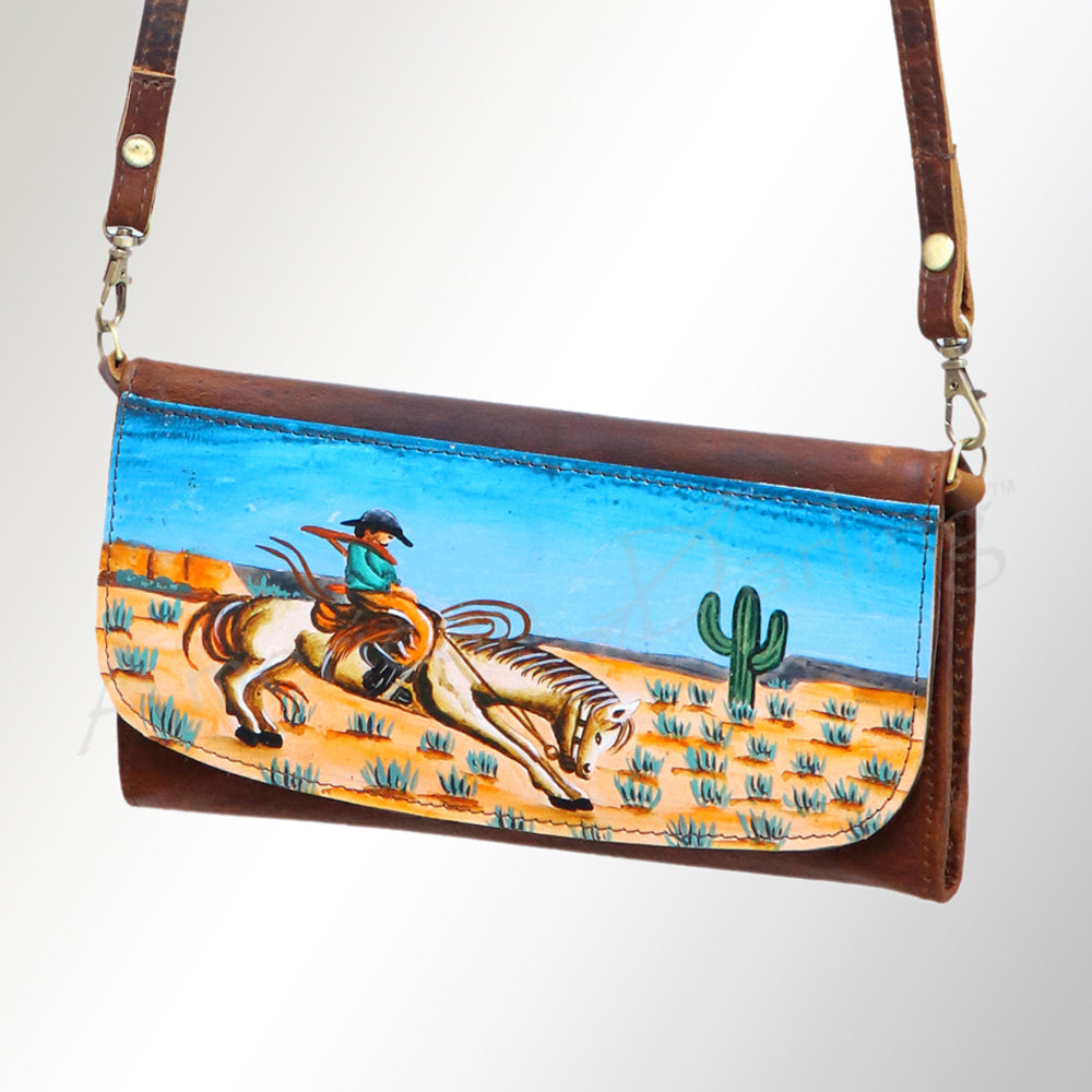 ADBGM112 Hand-Painted Leather Crossbody Clutch -by American Darling