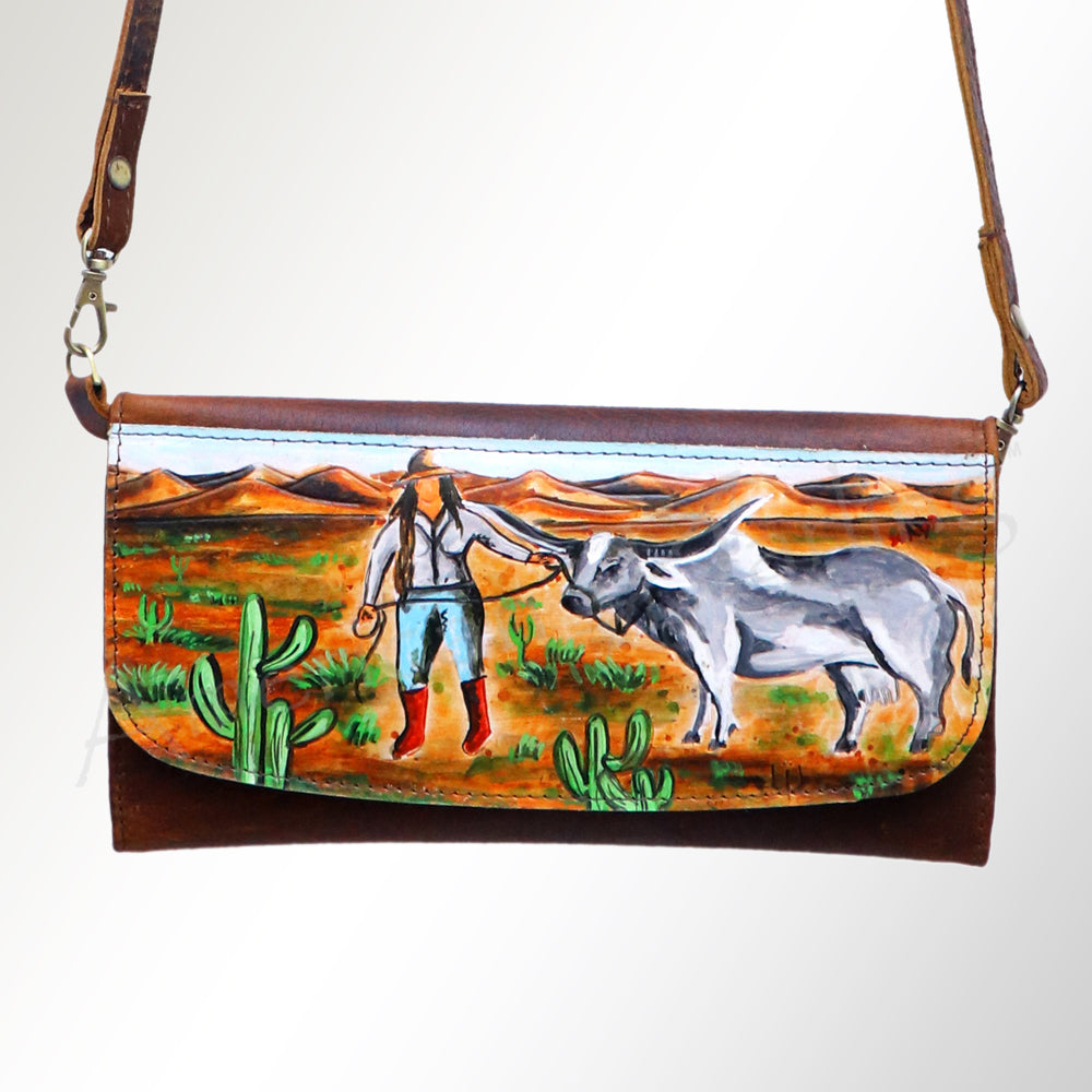 ADBGM112 Hand-Painted Leather Crossbody Clutch -by American Darling