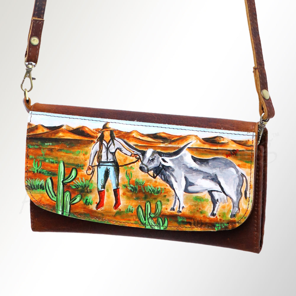 ADBGM112 Hand-Painted Leather Crossbody Clutch -by American Darling