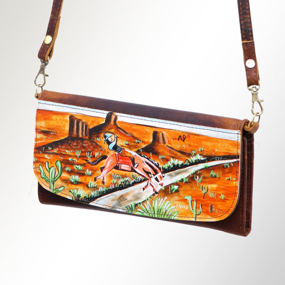 ADBGM112 Hand-Painted Leather Crossbody Clutch -by American Darling