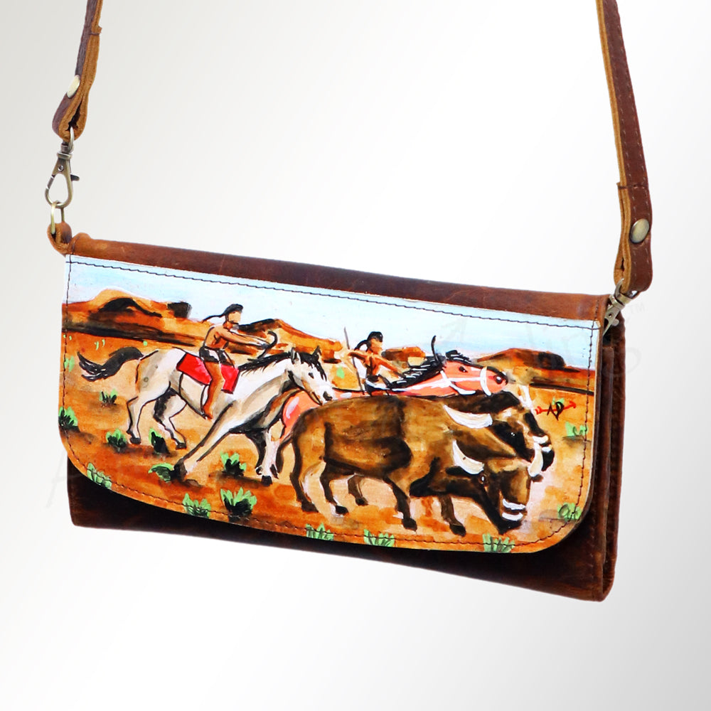 ADBGM112 Hand-Painted Leather Crossbody Clutch -by American Darling