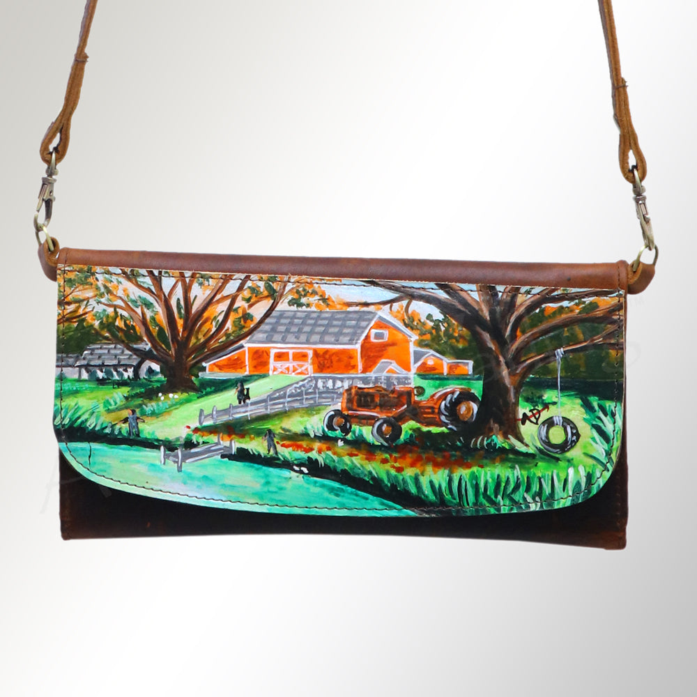 ADBGM112 Hand-Painted Leather Crossbody Clutch - Western Design by American Darling